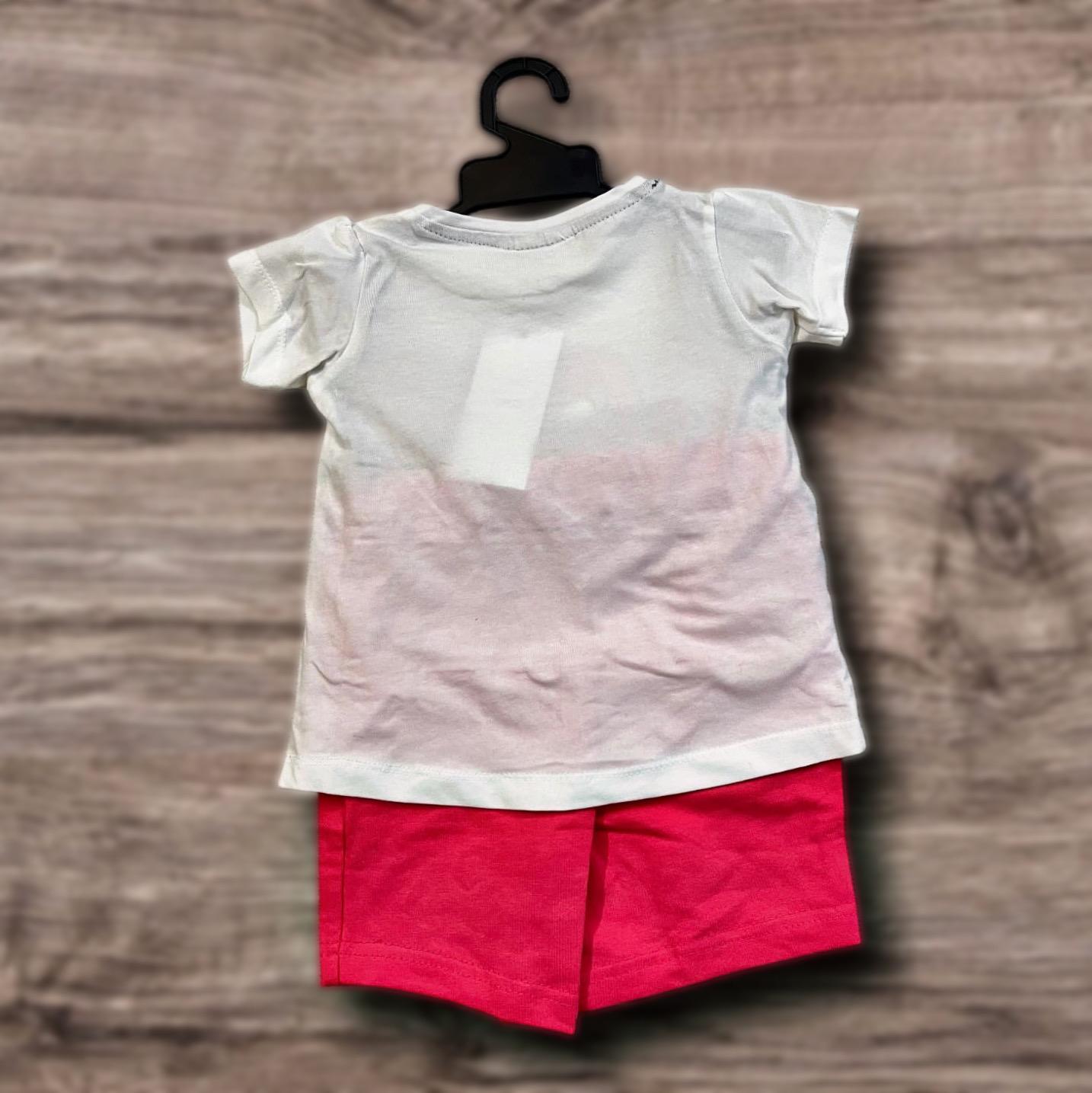Cubtales Good Vibes T-Shirt and Shorts Set White and Pink 0-3 Years