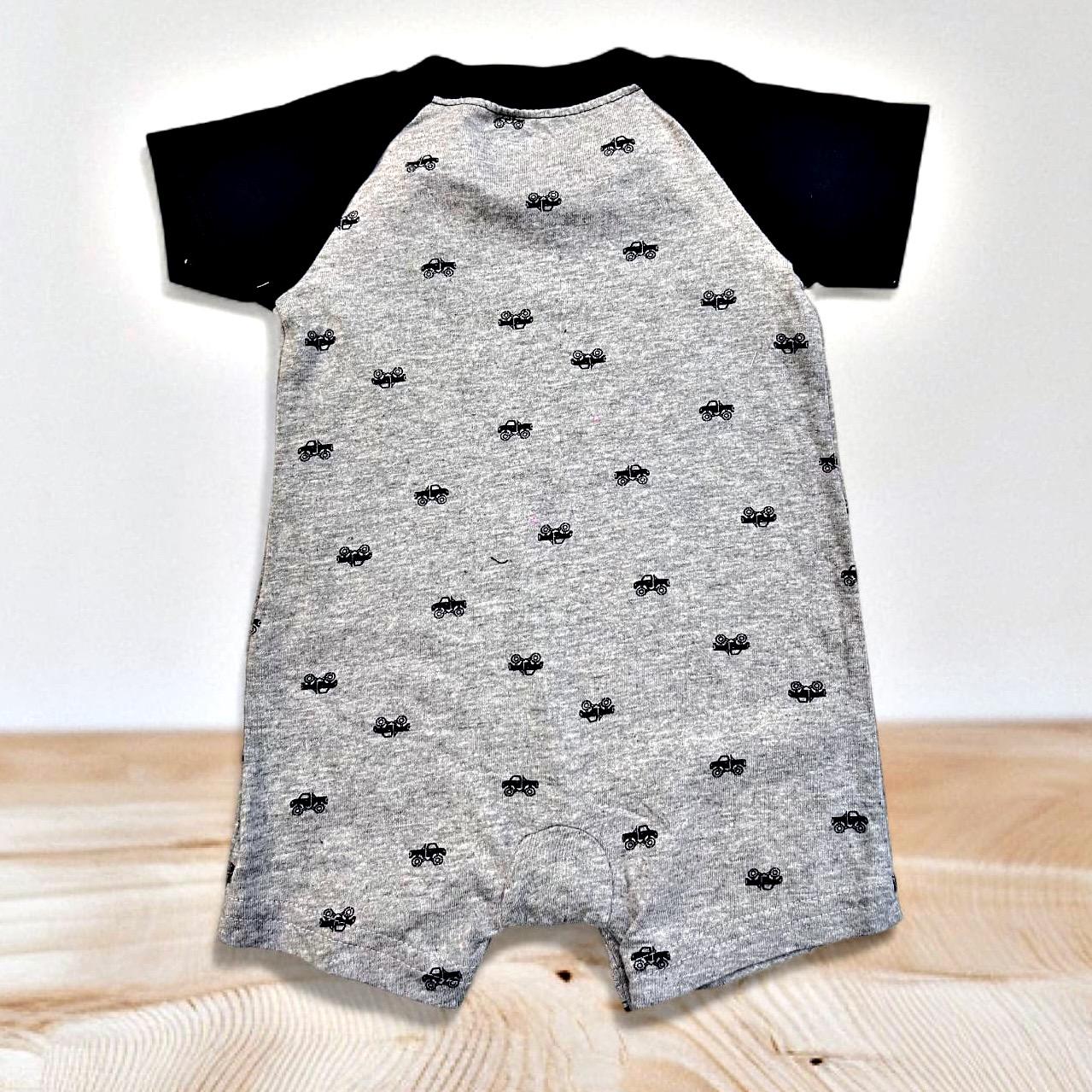 Cubtales Boys Little Brother Grey and Black Cotton Romper for Baby Boys