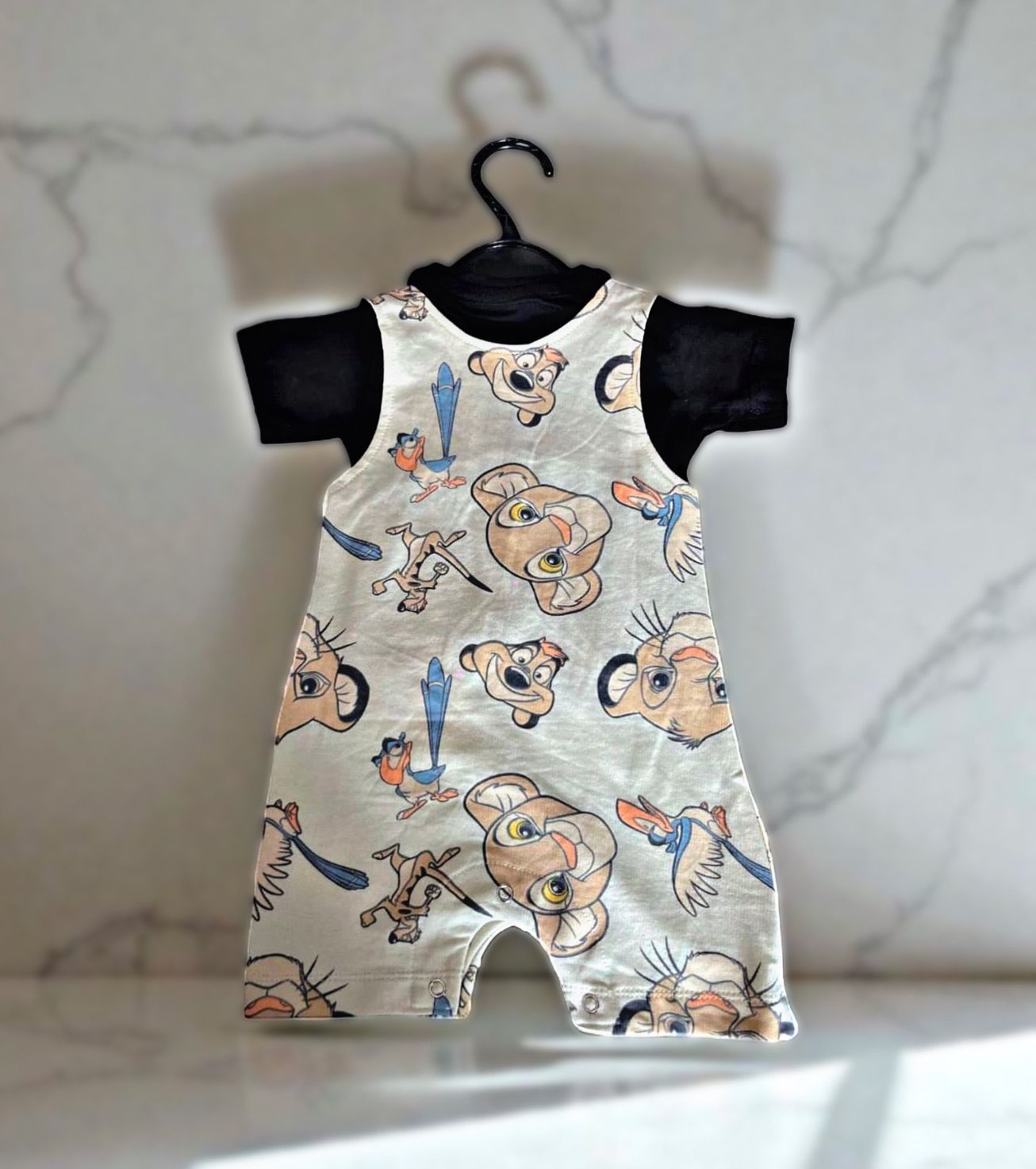 Cubtales Boys Simba Lion King Dungaree and Black T-Shirt Set for Baby Boys