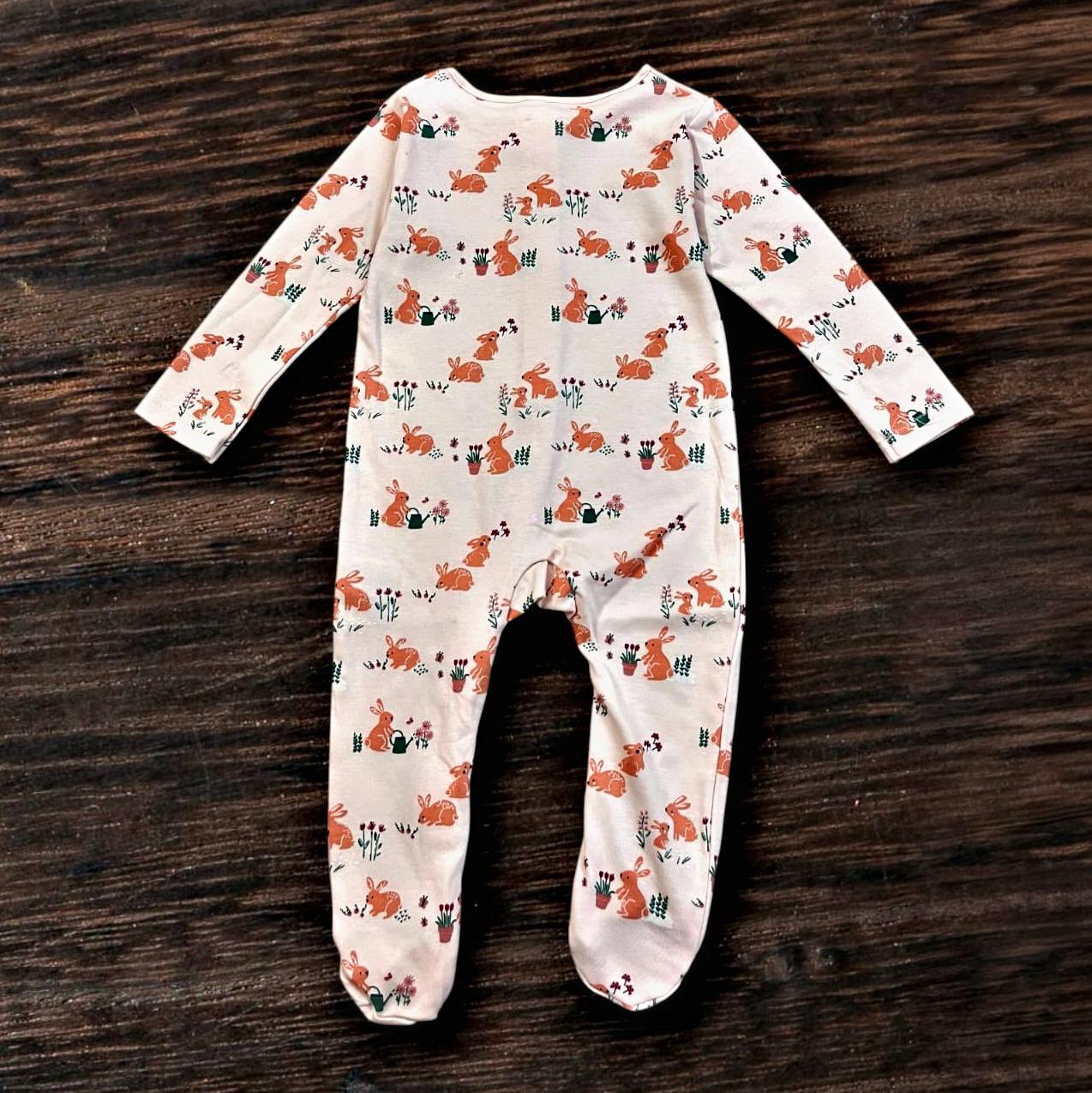 Animal Print Cotton Sleepsuit with Footies