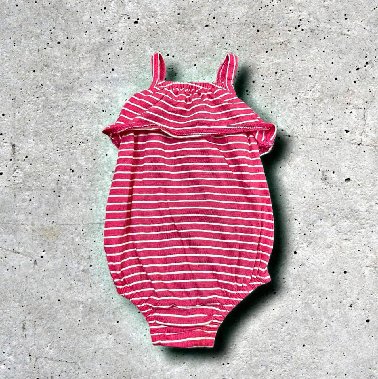 Cubtales Pink & White Stripe Cotton Romper for Baby Girls & Toddlers