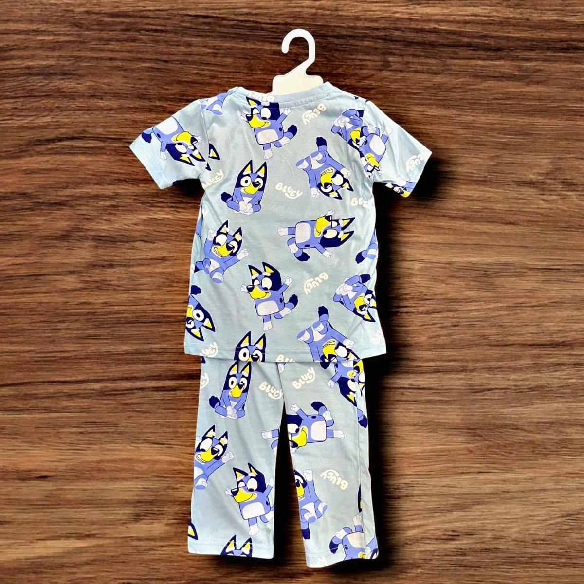 Cubtales Blue Print Cotton Pyjama Set for Toddlers