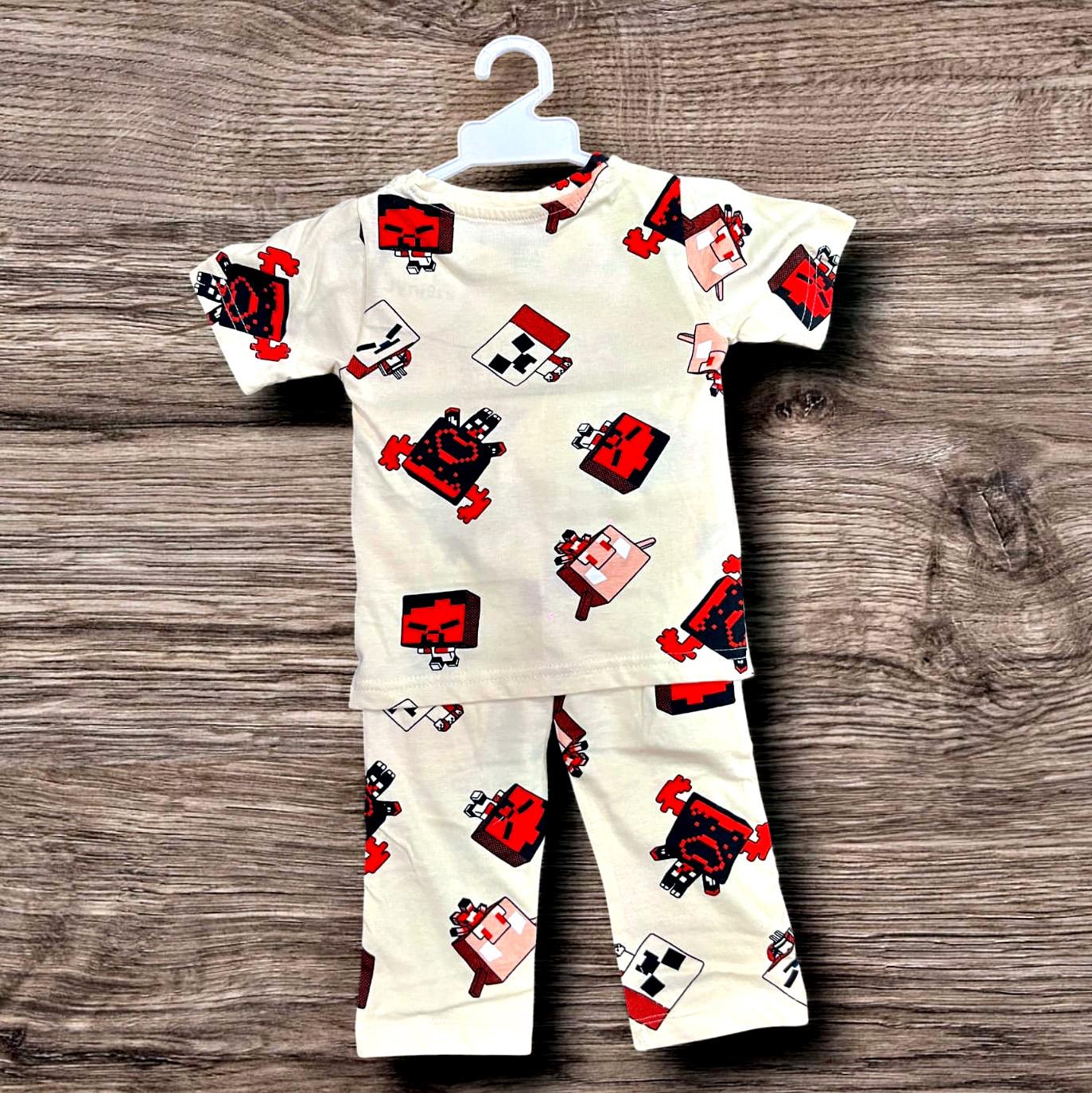 Cubtales Minecraft Print Cotton Pyjama Set for Toddler Boys