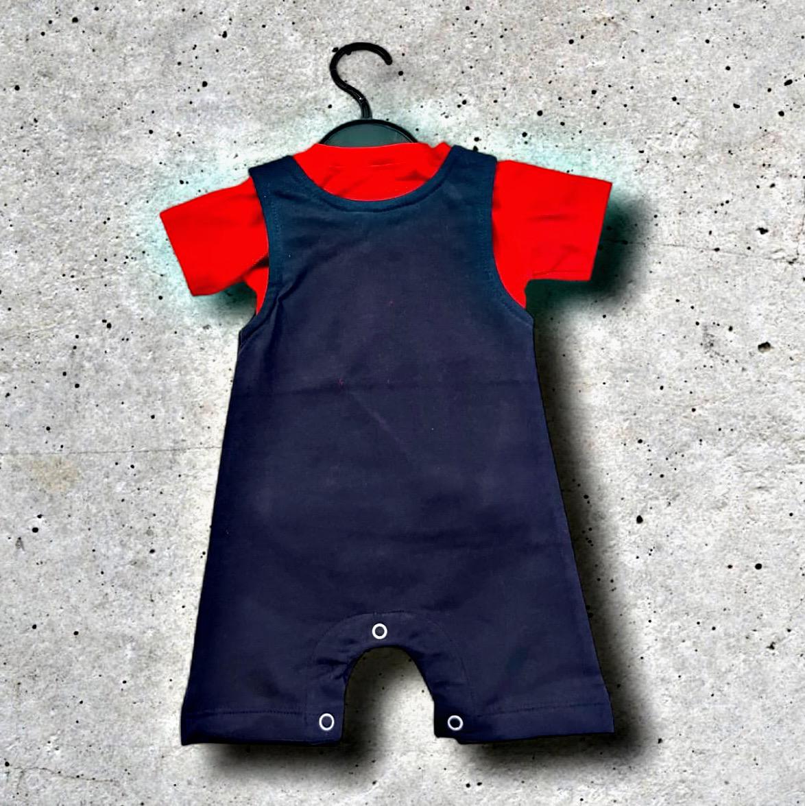 Cubtales Dino Sailor Boy Romper – Red & Navy Blue