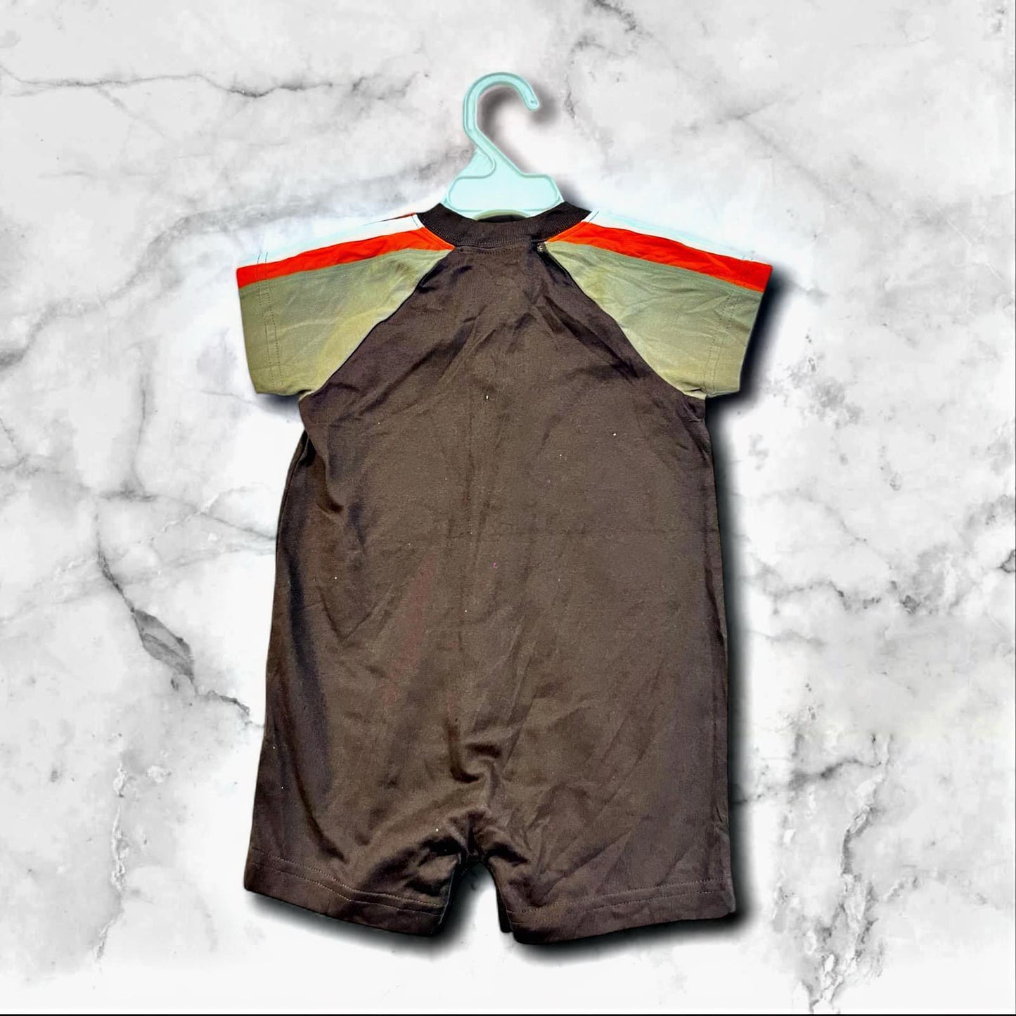 Cubtales Excavator Print Brown Romper for Baby Boys & Toddlers