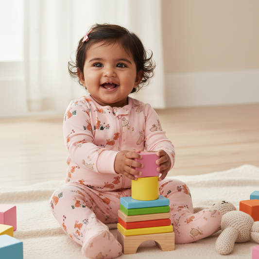 Animal Print Cotton Sleepsuit with Footies