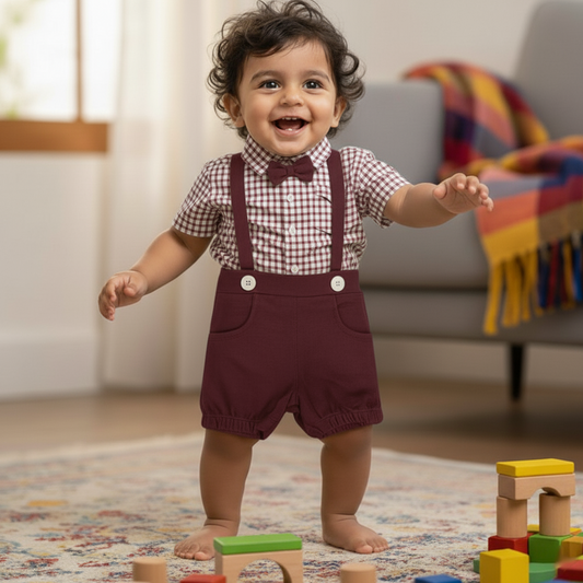 Baby Boy Suspender Romper Set
