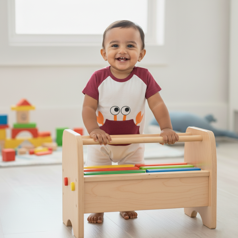 Boys Cotton Crab Print Jumpsuit in Maroon