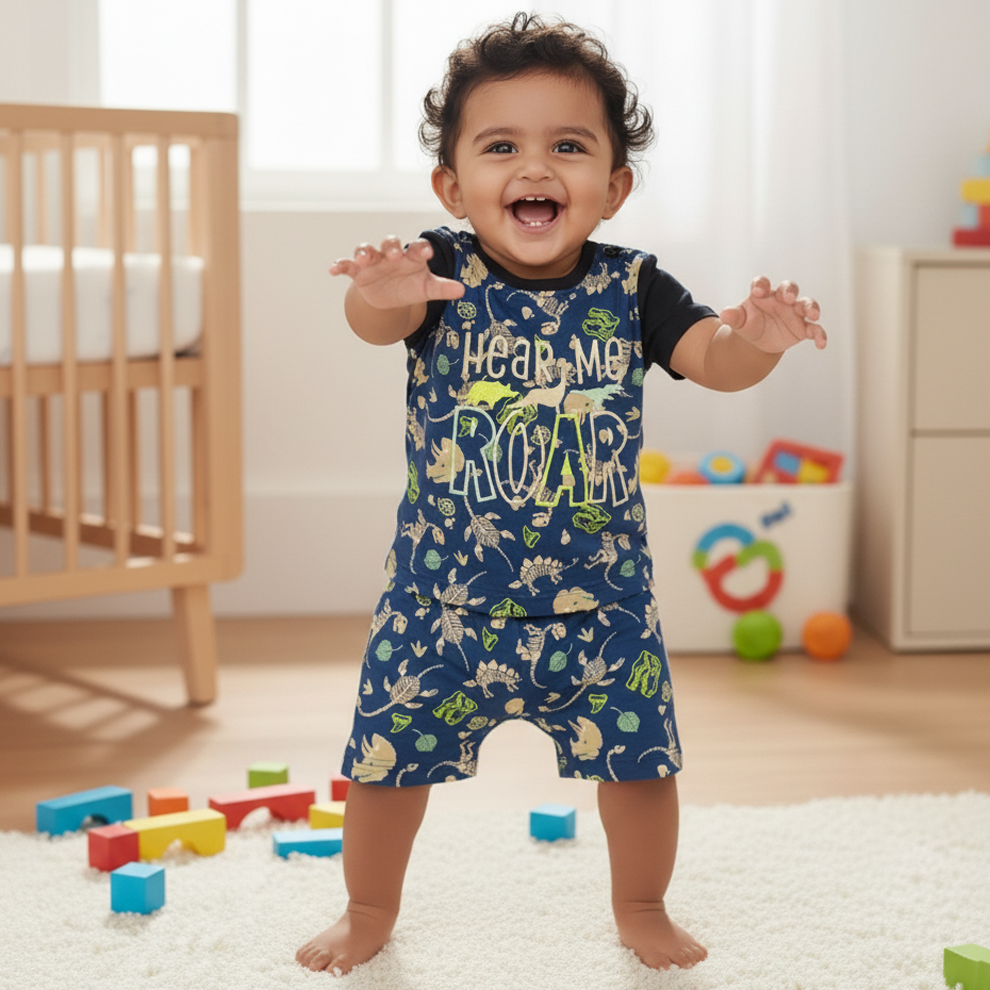 Cubtales Dino Roar T-Shirt & Shorts Set for Boys