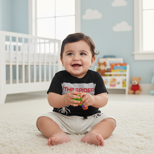 Cubtales Spider-Themed T-Shirt & Shorts Set for Boys