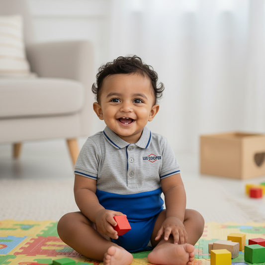 Cubtales Two-Tone Polo Bodysuit for Baby Boys & Toddlers