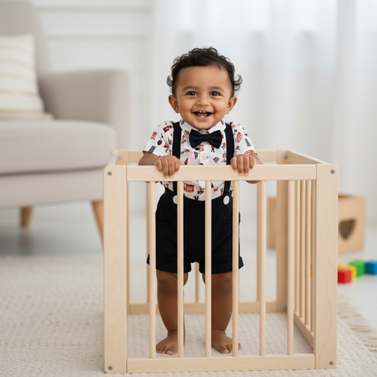 Elegant White Romper for Babies – Red Bus & London Icons in Fine Cotton