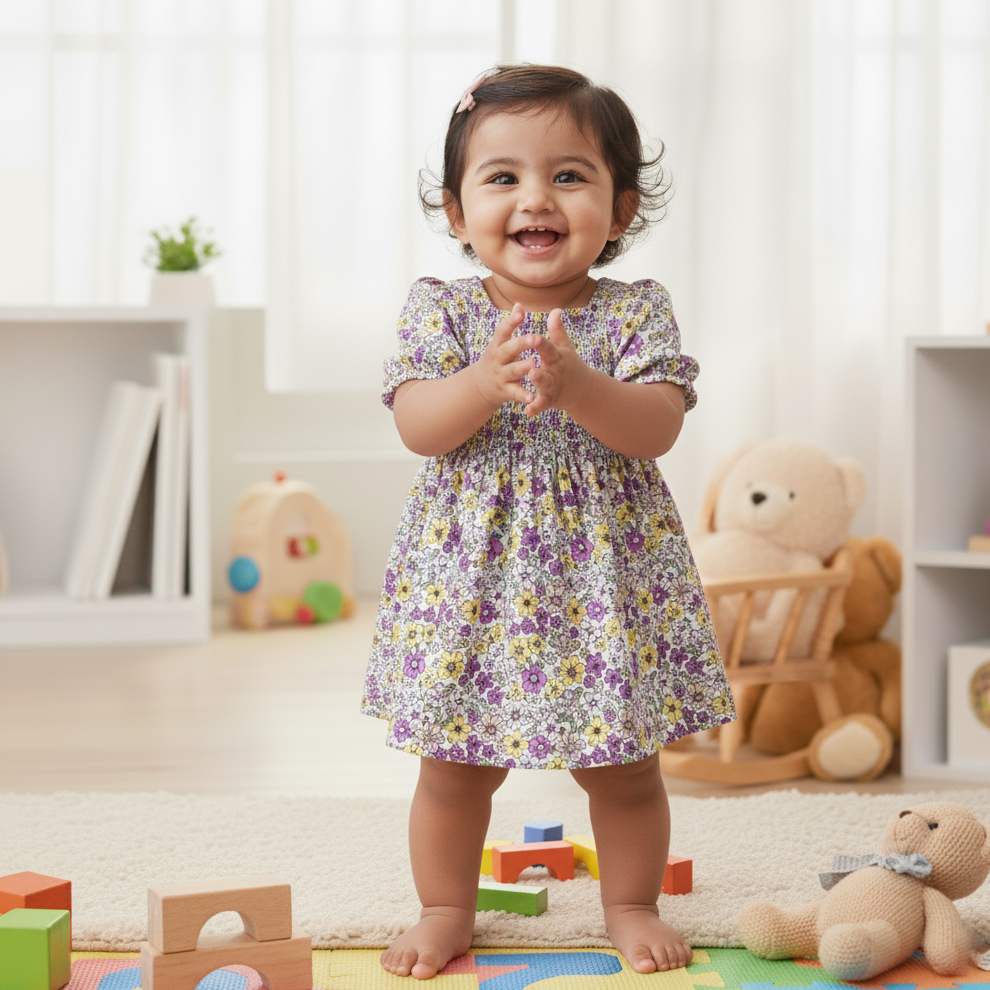 Floral Cotton Frock for Girls – Lightweight & Comfortable Fit