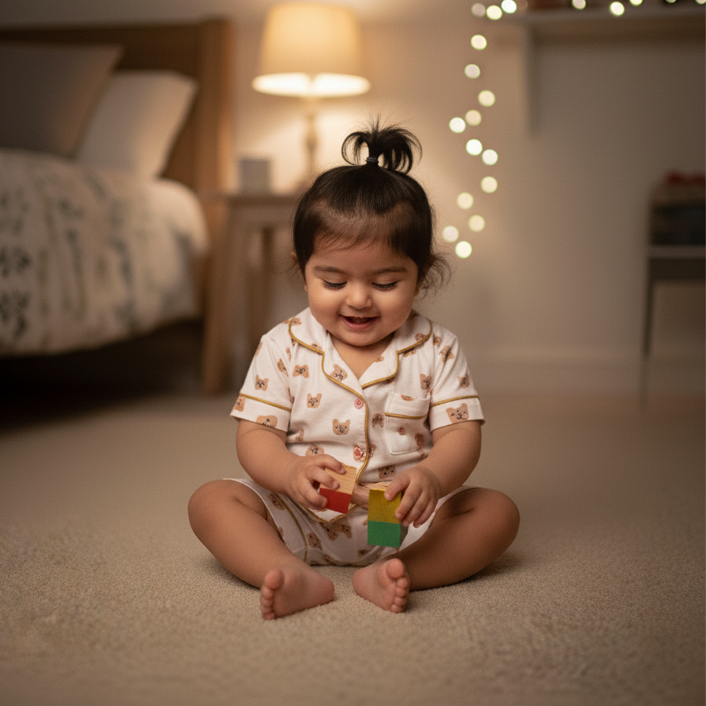 Girls Co-ord Set in Animal Cotton – Heart Motif | Cubtales