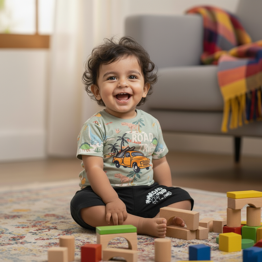 Cubtales Road Trip T-Shirt & Shorts Set for Boys