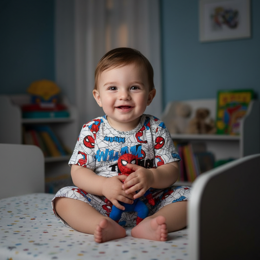 Spider Man Print Nightwear Set for Baby Boys Ages 0 to 3 Years