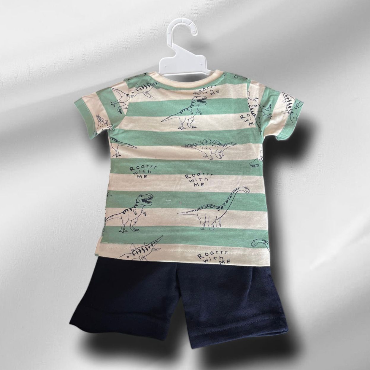 Cubtales Dino Hello Bro T-Shirt & Shorts Set for Boys