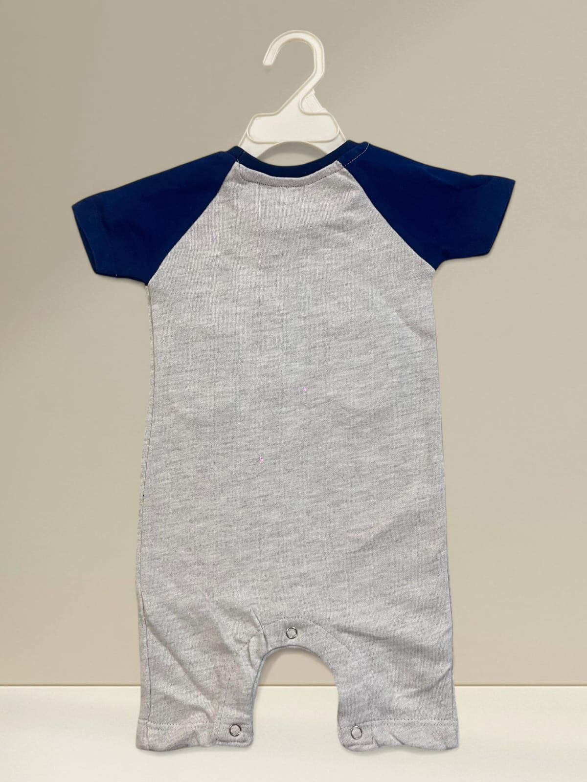 Cubtales Boys Grey & Navy Elephant Print Romper