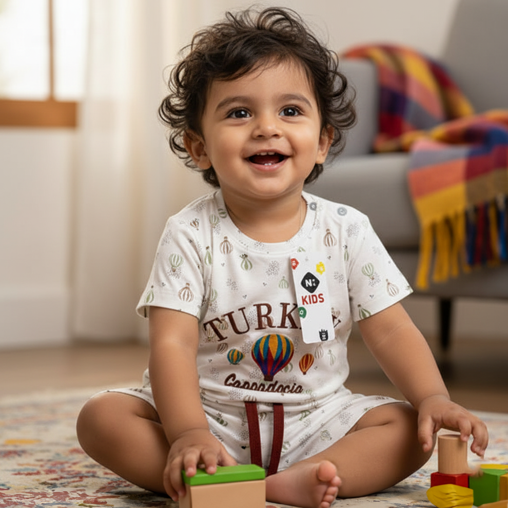 Cubtales Cappadocia Hot Air Balloon T-Shirt & Shorts Set for Boys