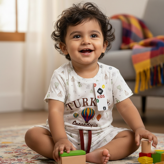 Cubtales Cappadocia Hot Air Balloon T-Shirt & Shorts Set for Boys