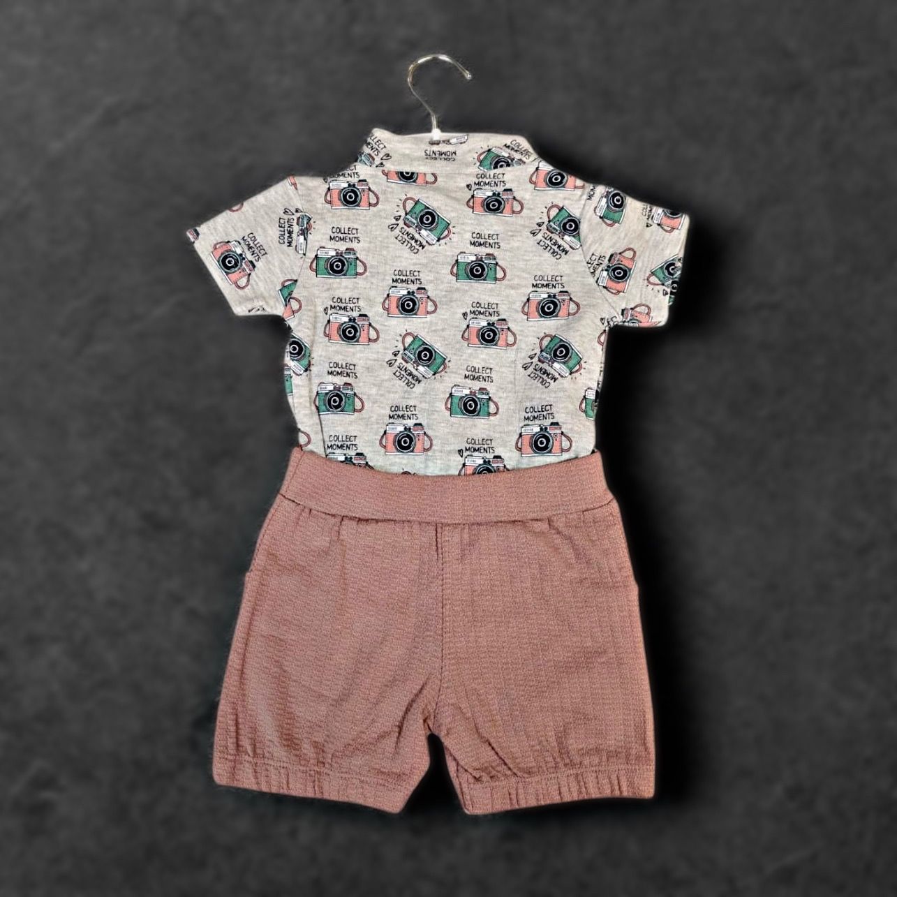 Cotton Baby Romper with All-Over Camera Print – For Little Explorers