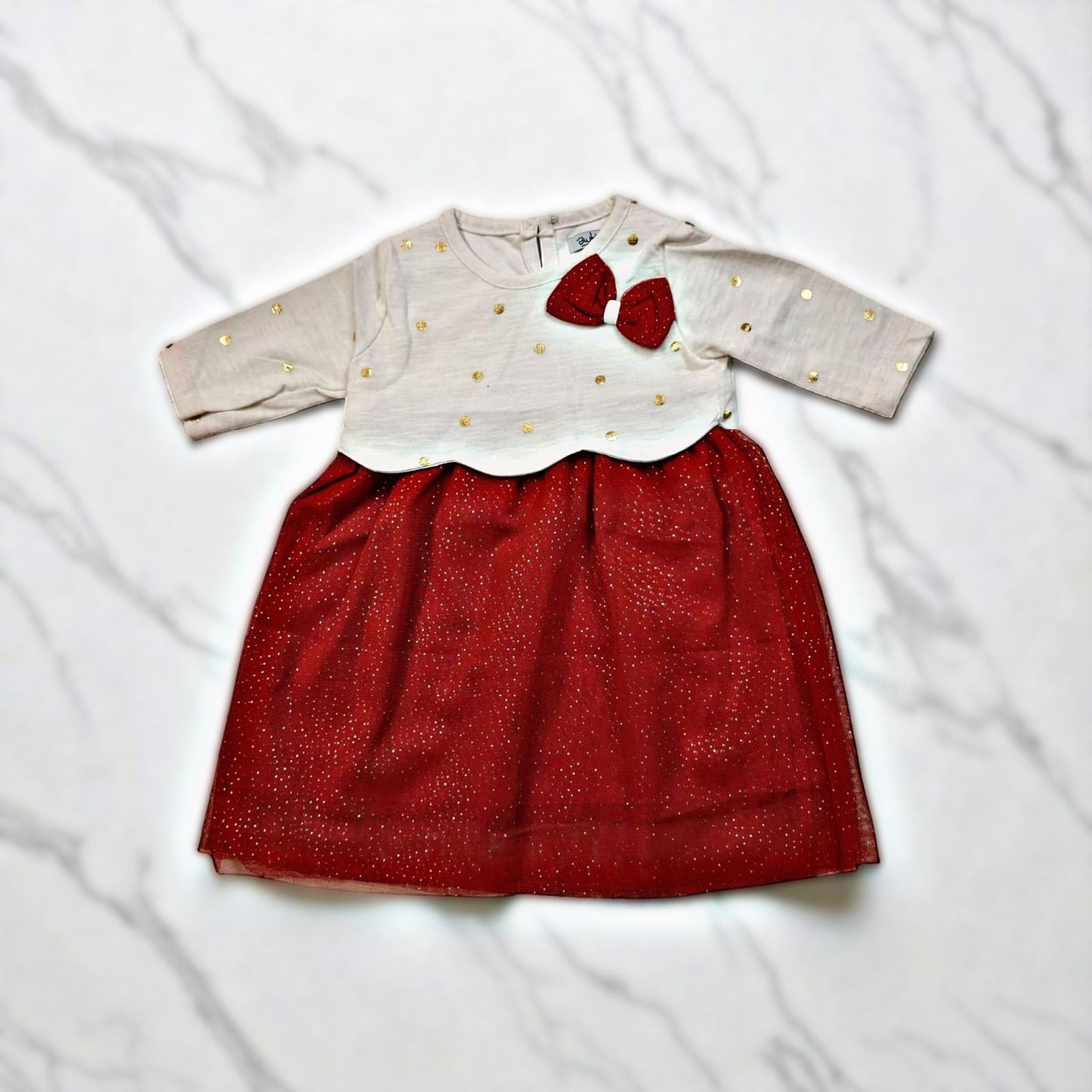 Girls Cotton Frock in White and Red – Lightweight & Breathable