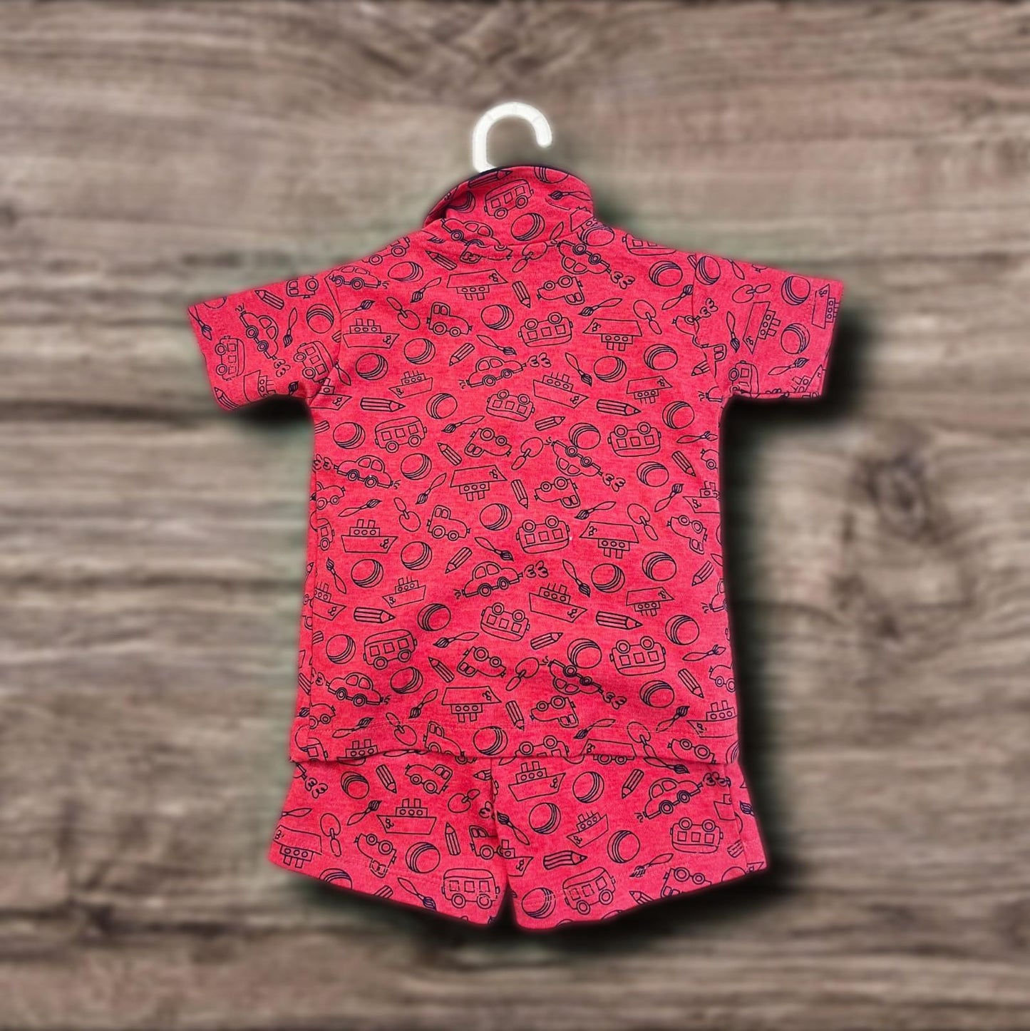 Girls' White Cotton Co-ord Set with Triangle Design