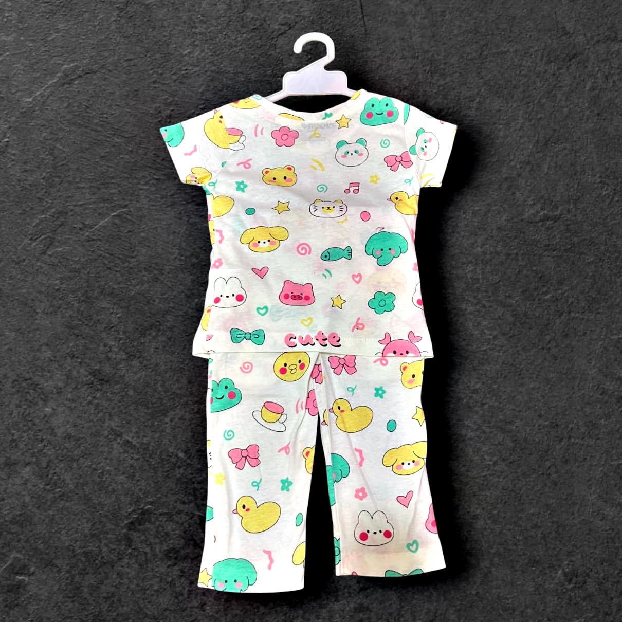 Girls Cotton Cartoon Print Pajama Set for Baby Girls